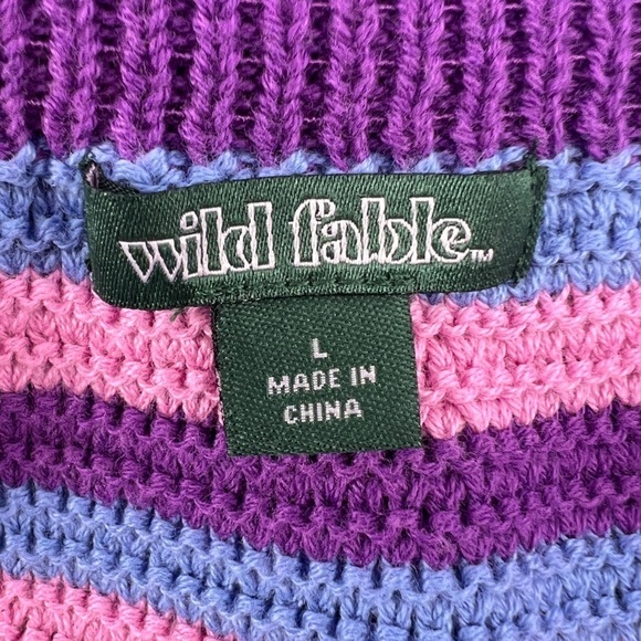 Wild Fable Purple Pink Striped Knit Halter Mini Dress Size Large Women’s - Picture 2 of 5